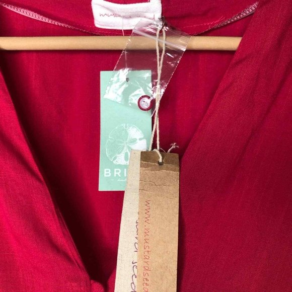 Mustard Seed Front Tie Red Romper Short Sleeves Cut Out Rayon 100% Size M - Picture 11 of 12